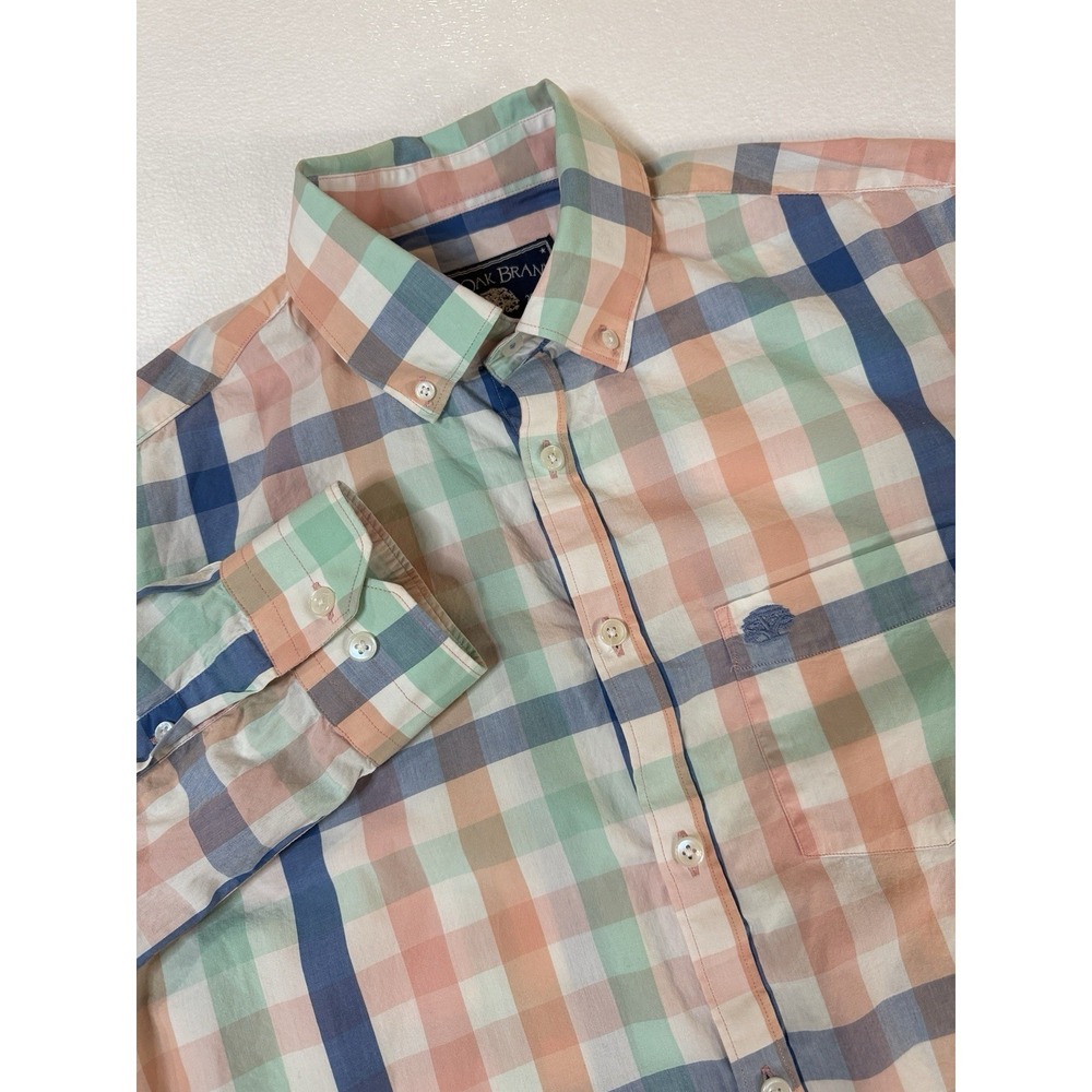Live‎ Oak Brand Button Up Plaid Shirt Men's size Medium  Long Sleeve 100% Cotton